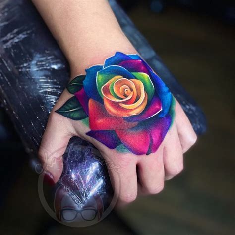 rainbow flower tattoo|realistic rose tattoo designs.